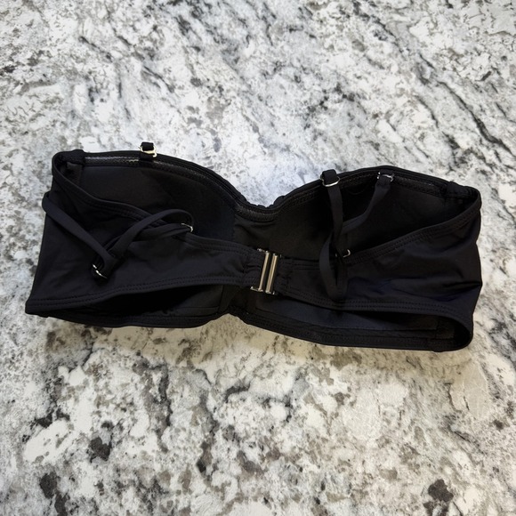 Tempt Me Bikini Top Womens Medium Black Bandeau Strap Padded Swimwear Adjustable - Picture 2 of 6